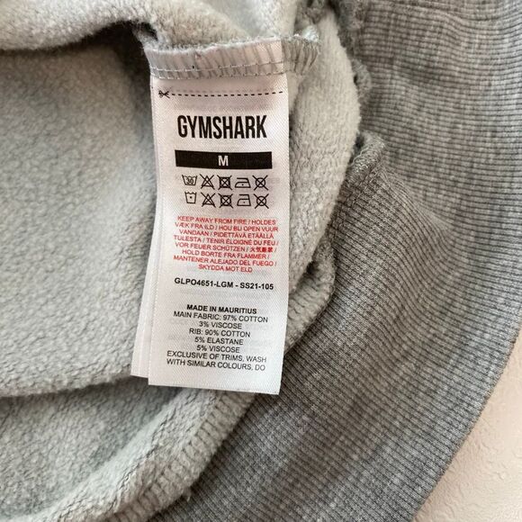 Gymshark Gray Fleece Lined Pullover Hoodie | Athletic Logo Sweatshirt Size M - Picture 4 of 6